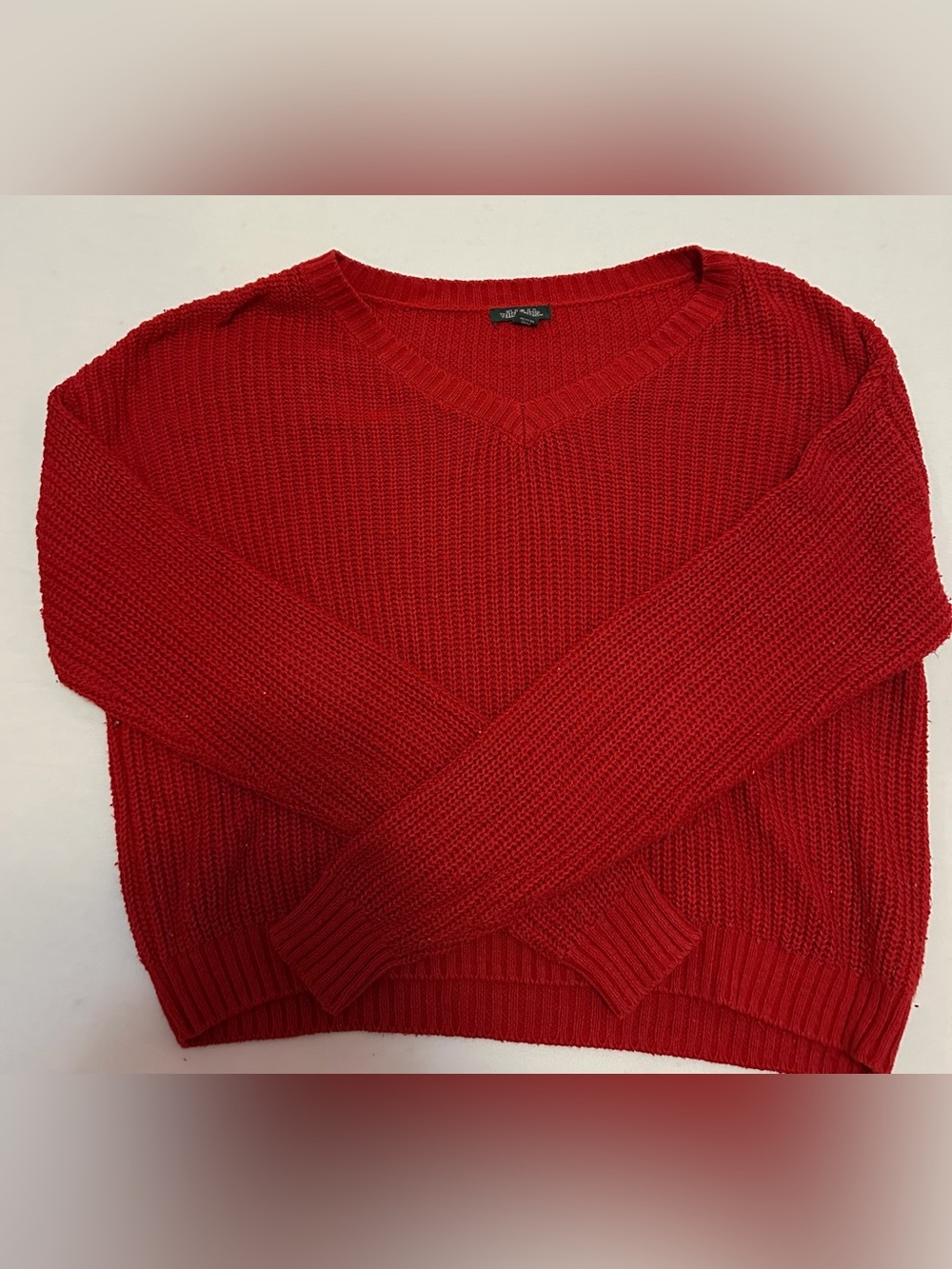 Women’s Red V-Neck Knit Sweater